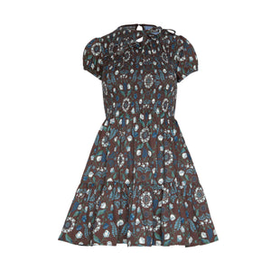 The Gia Mini Nap Dress in Chocolate Swedish Floral