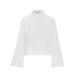The Celia Top in White Trellis Broderie