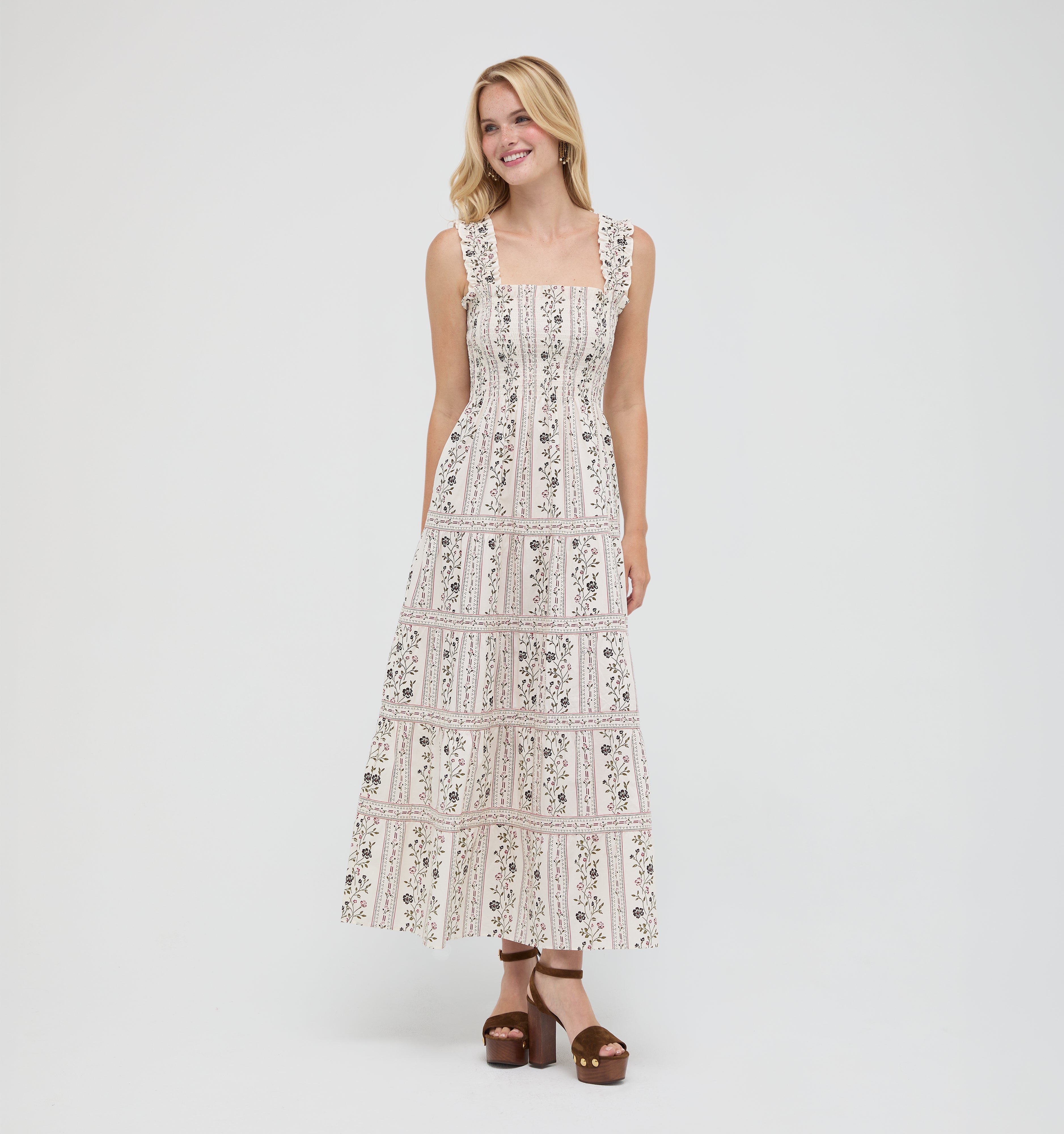 The Goldie Nap Dress in Kelmscott Ribbon Stripe