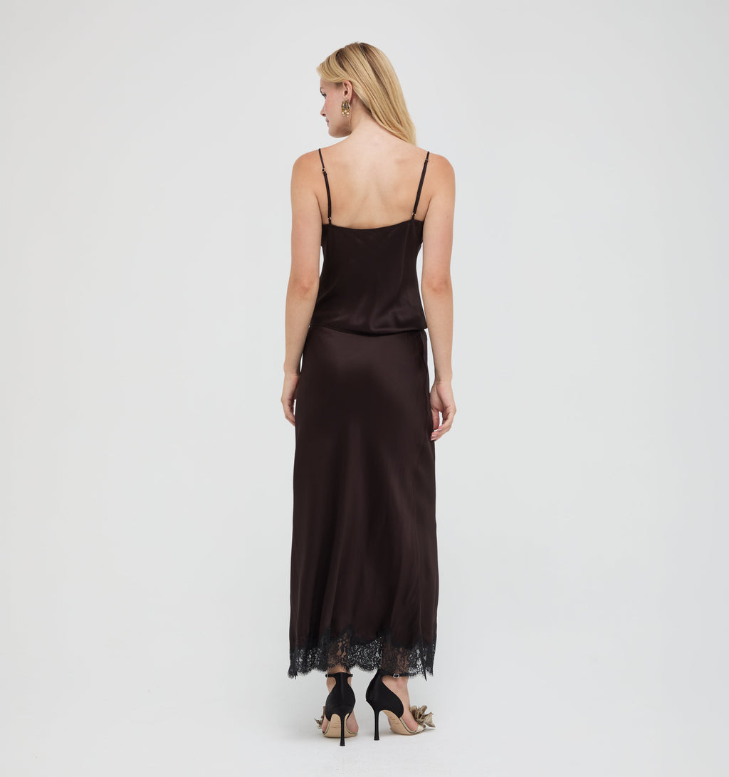 The Tiffany Maxi Skirt in Chocolate