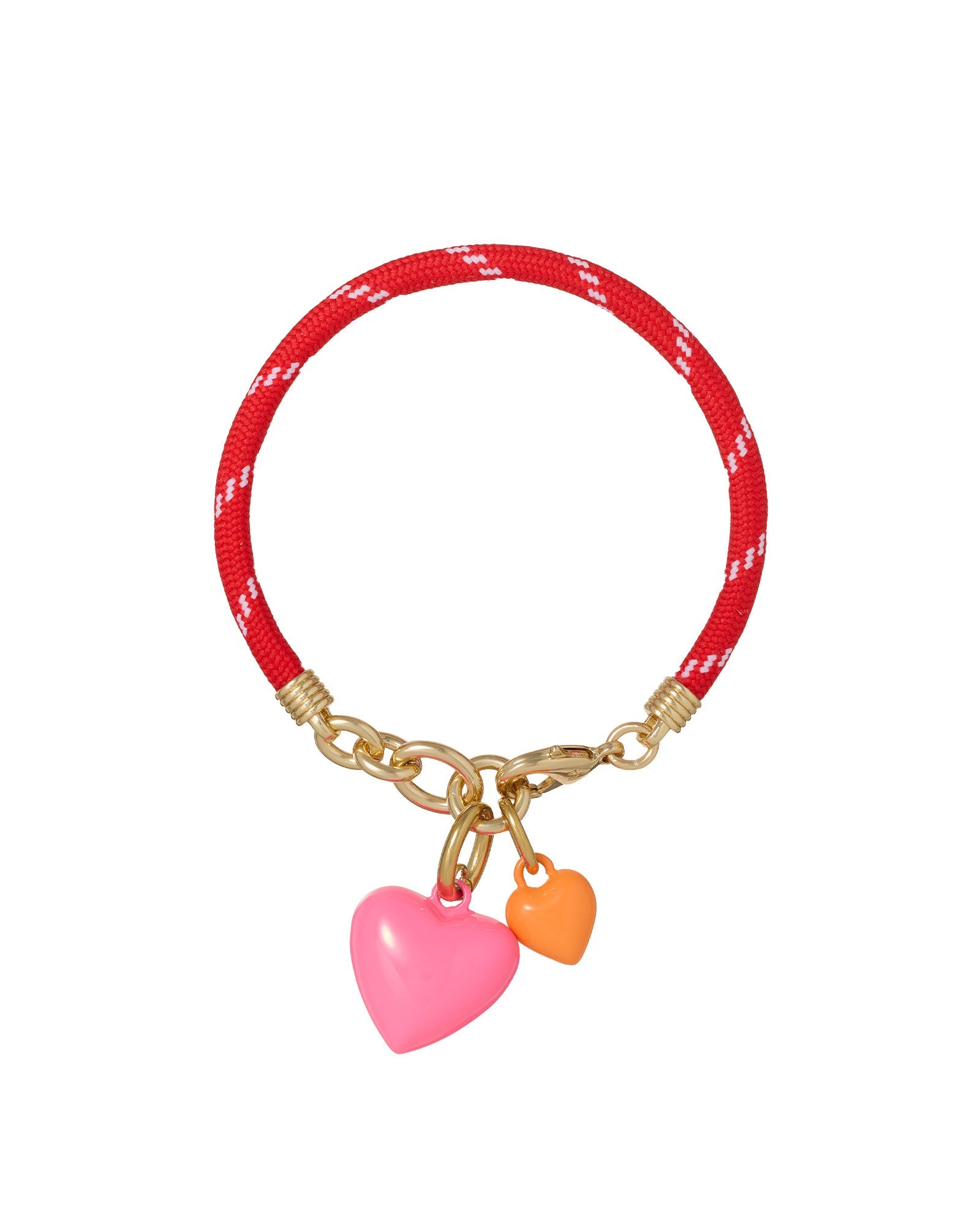 The Happy Cord Mini Double Heart Bracelet in Pink Flamingo
