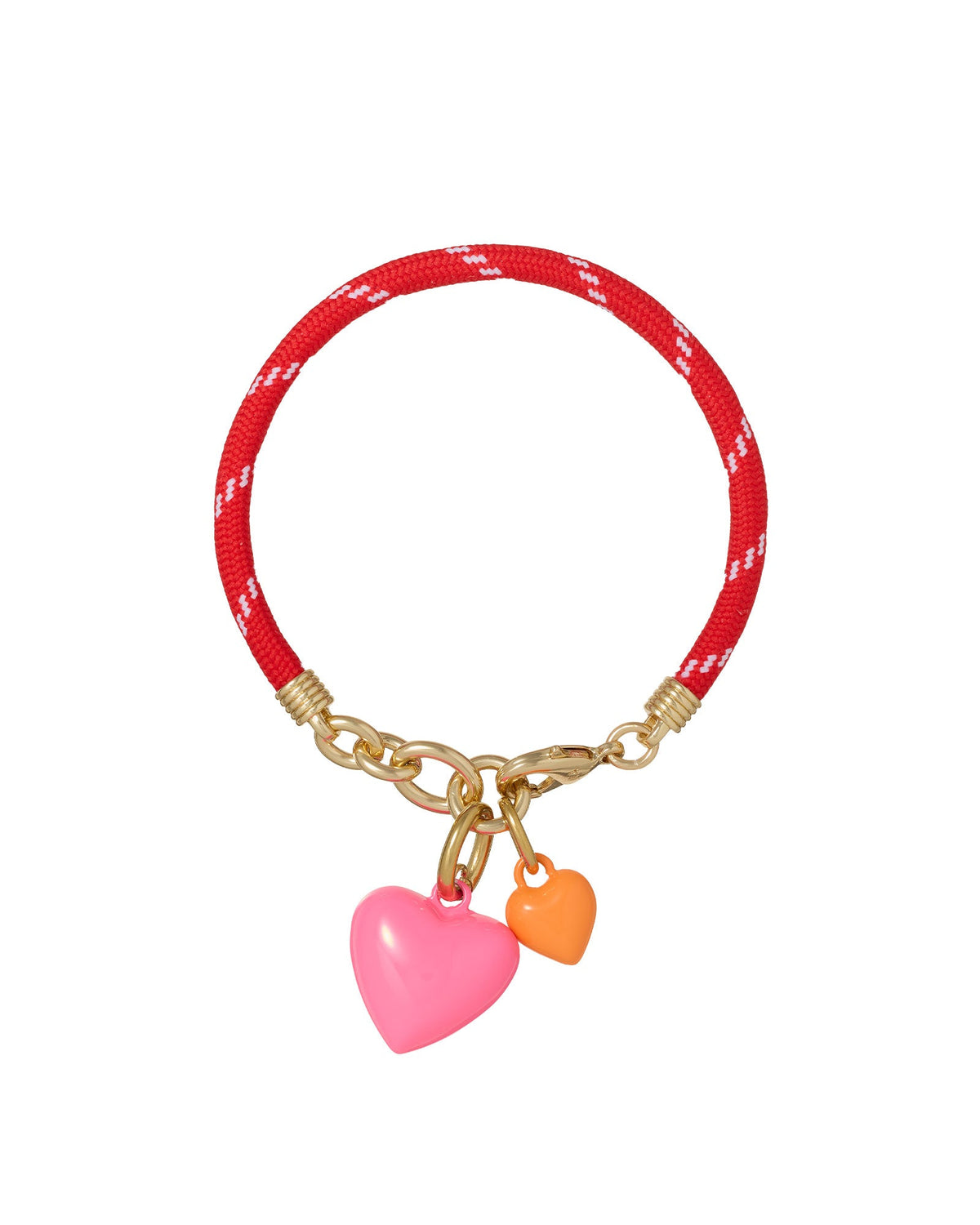 The Happy Cord Mini Double Heart Bracelet in Pink Flamingo