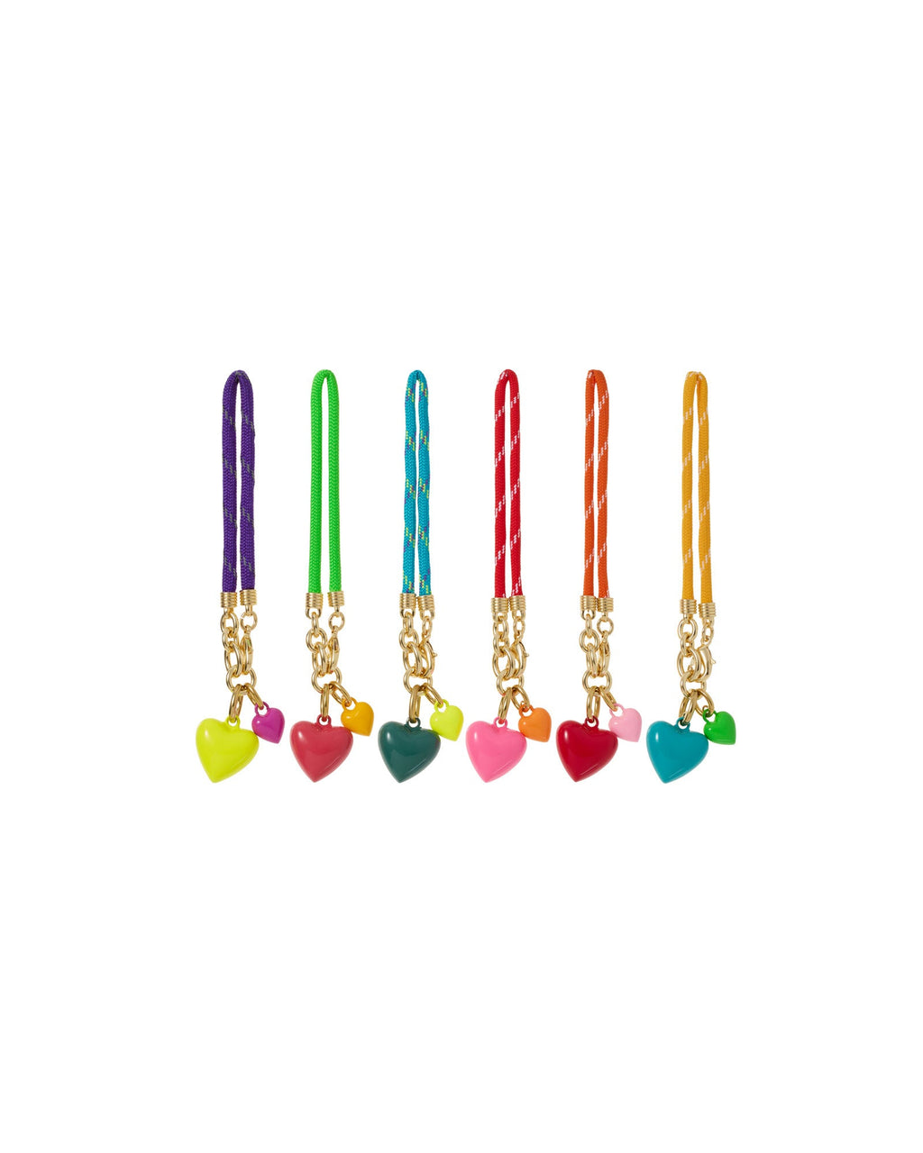 The Happy Cord Mini Double Heart Bracelet in The Grass is Green