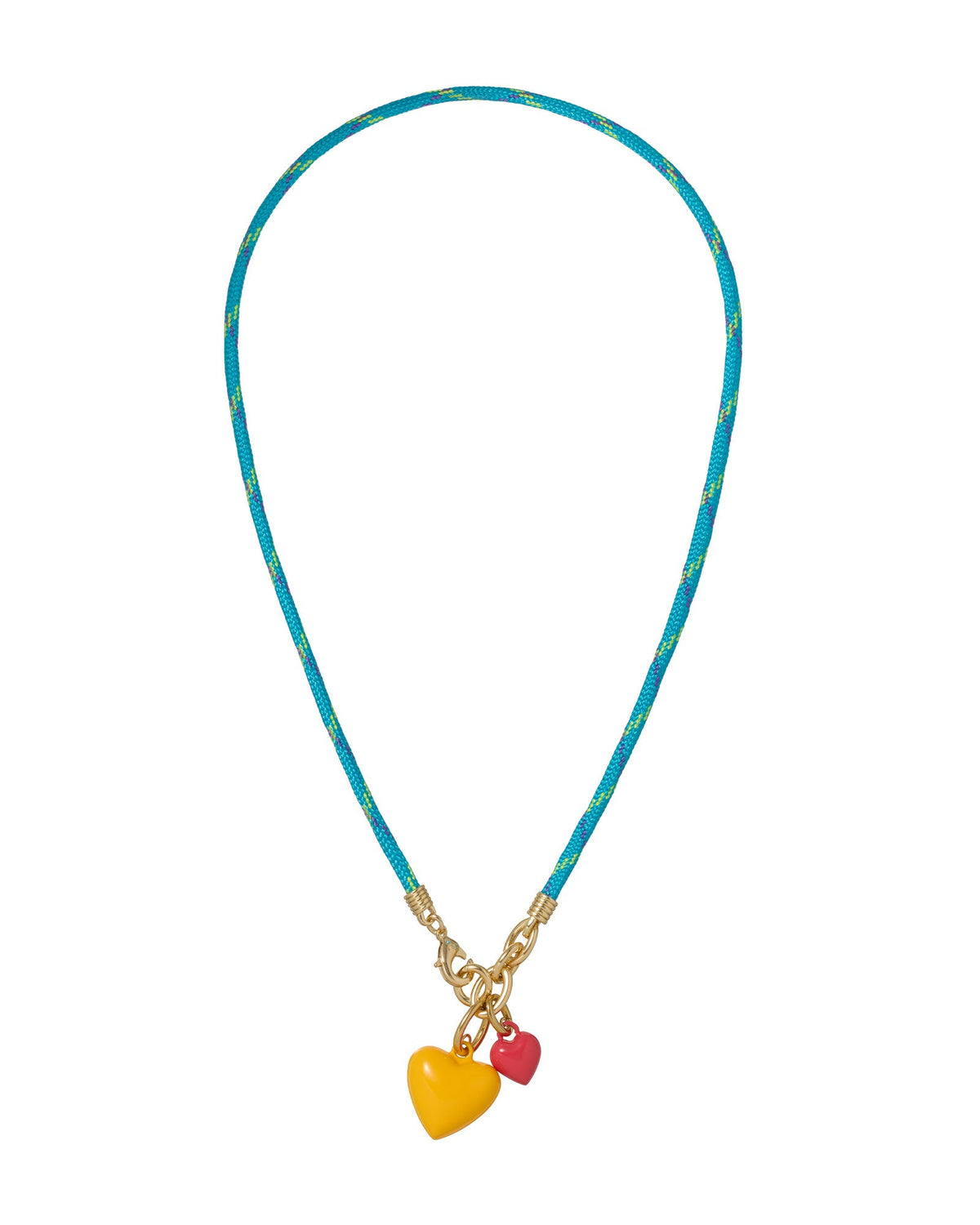 The Happy Cord Mini Double Heart Necklace in Not So Mellow Yellow