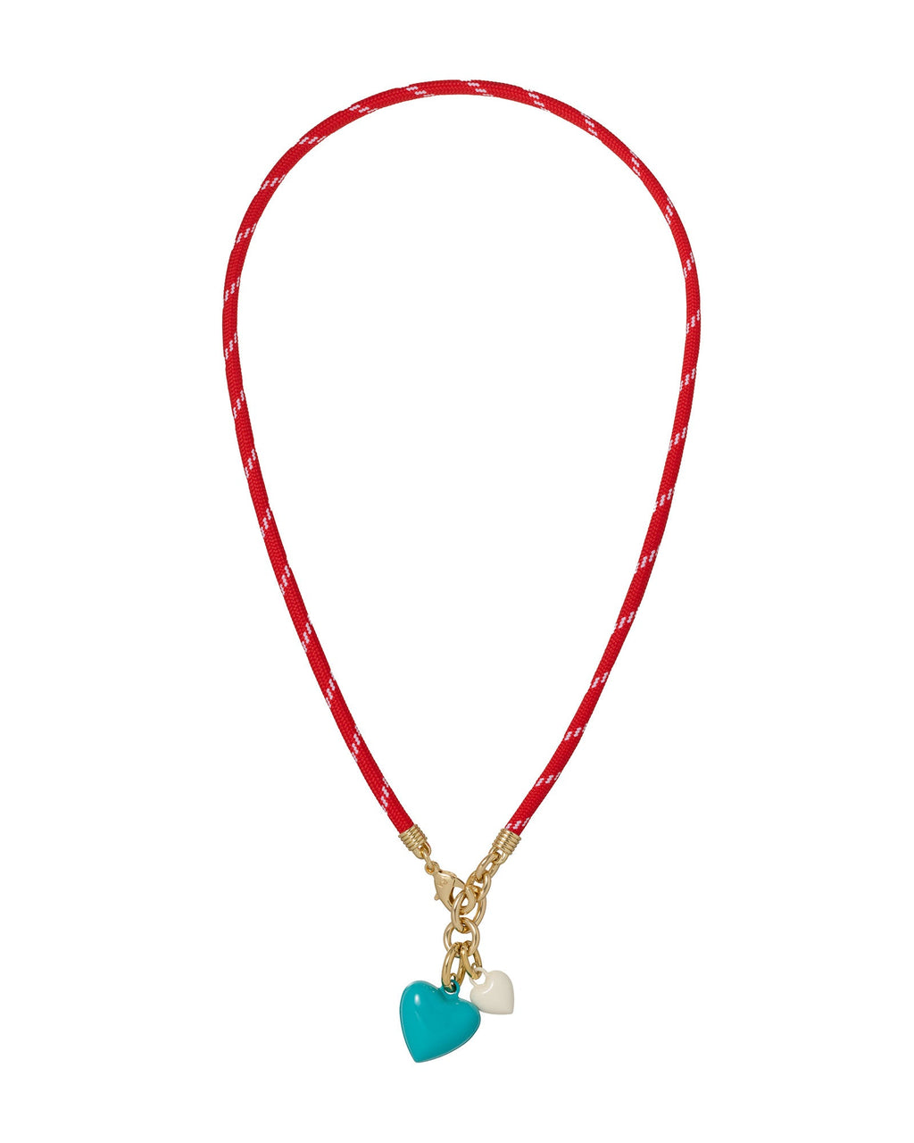 The Happy Cord Mini Double Heart Necklace in Beyond the Sea