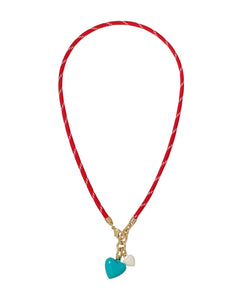 The Happy Cord Mini Double Heart Necklace in Beyond the Sea