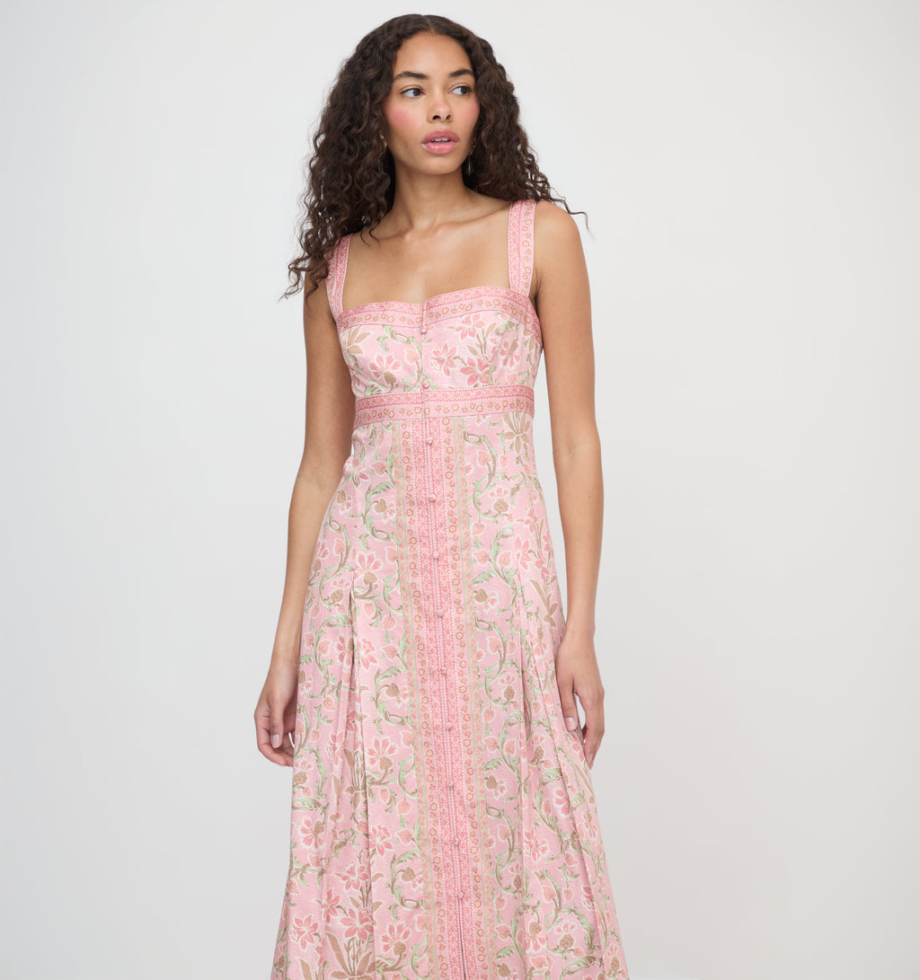 The Hope Dress in Daffodil Brocade
