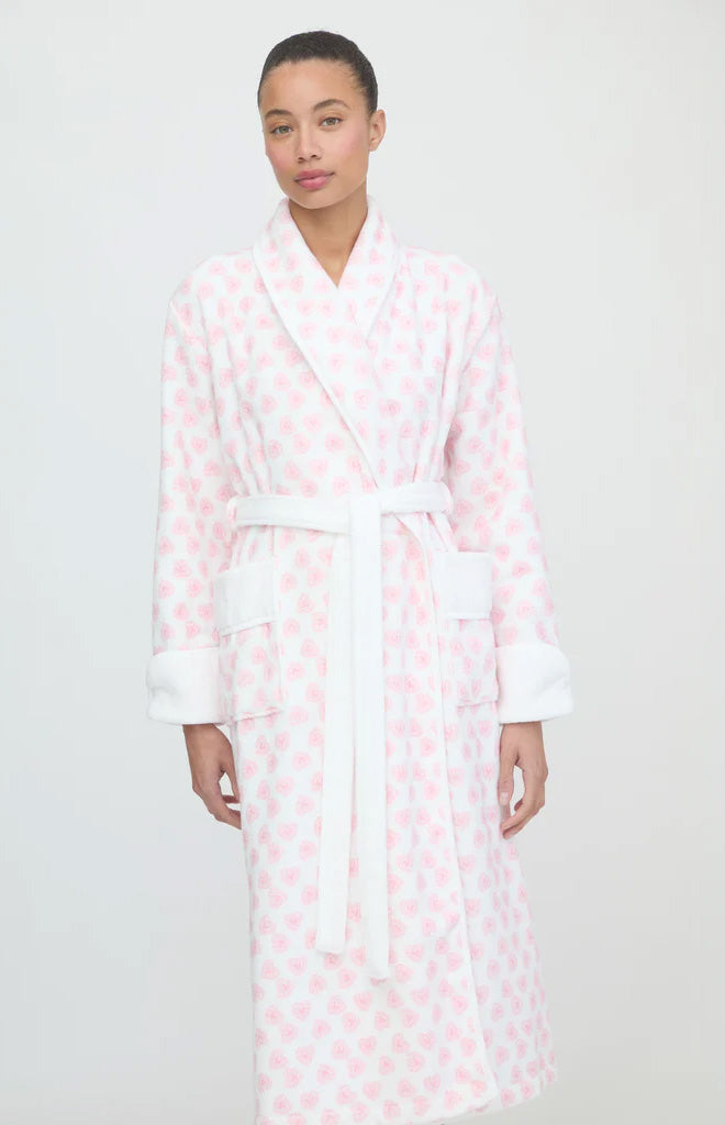The Hotel Robe in Doily Heart Pink