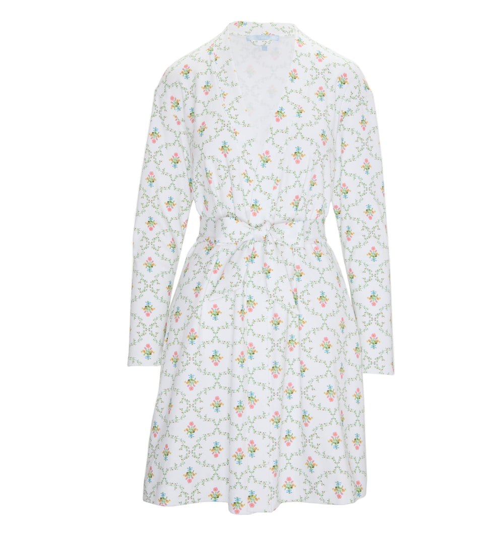 The Ivory Robe in Pastel Trellis