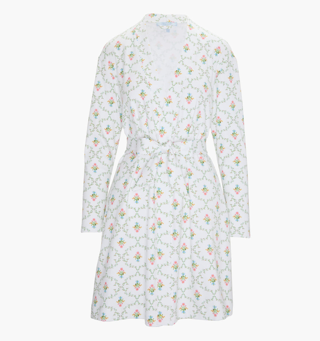 The Ivory Robe in Pastel Trellis