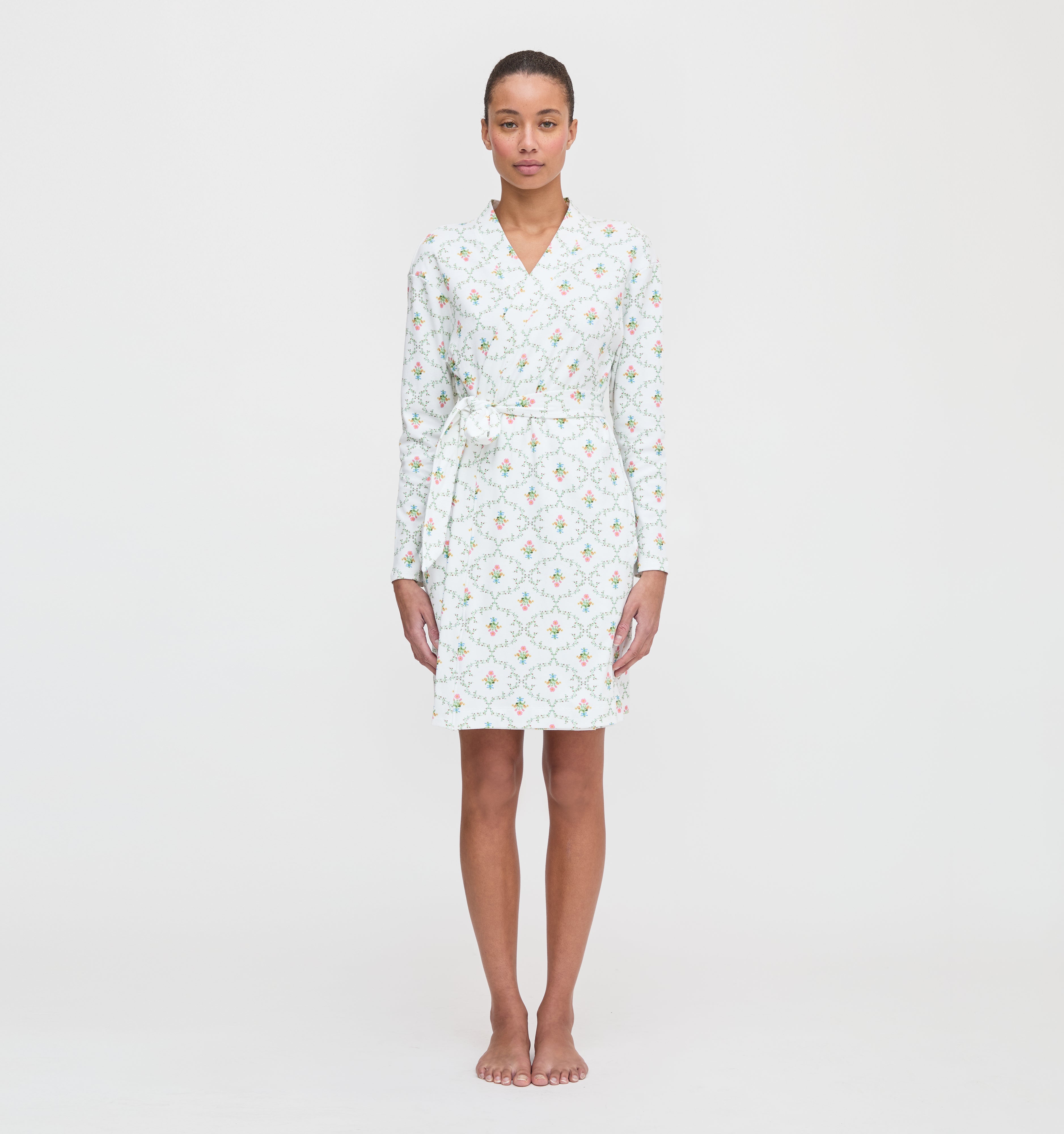 The Ivory Robe in Pastel Trellis