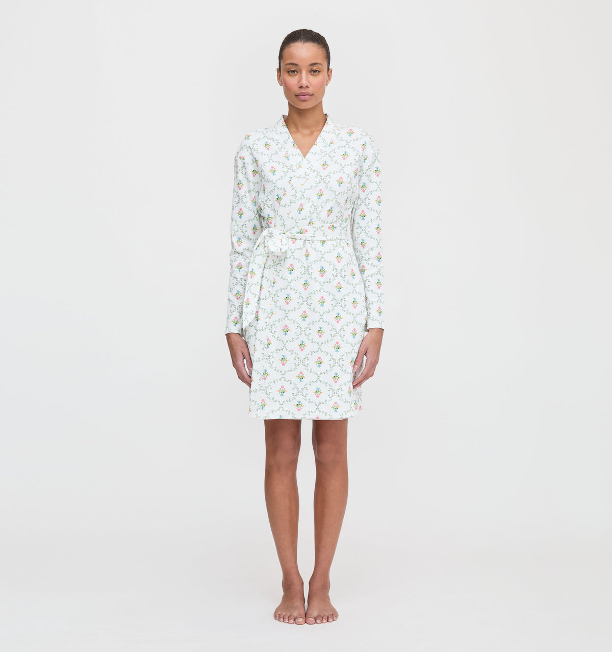 The Ivory Robe in Pastel Trellis