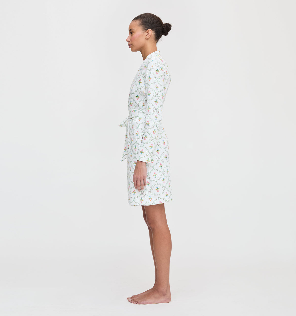 The Ivory Robe in Pastel Trellis