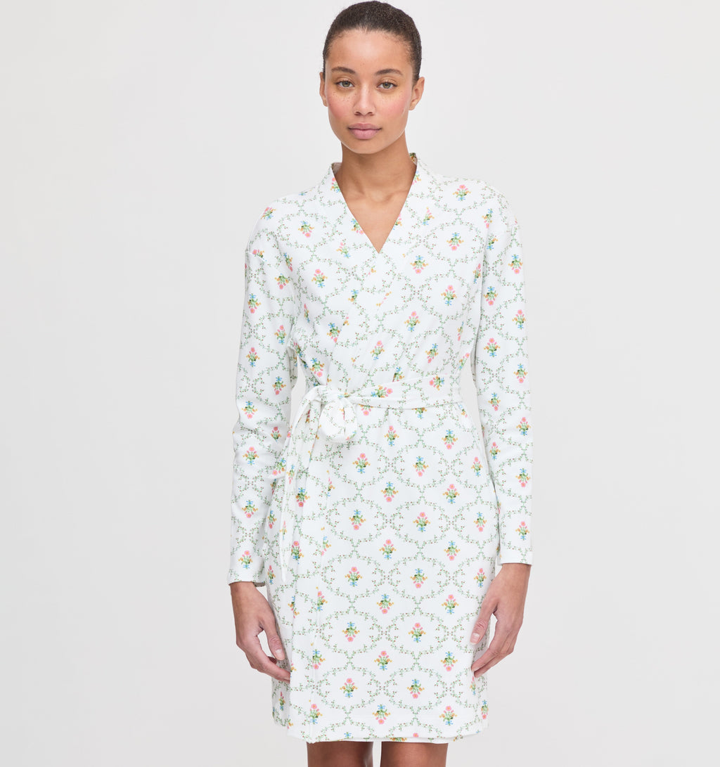 The Ivory Robe in Pastel Trellis