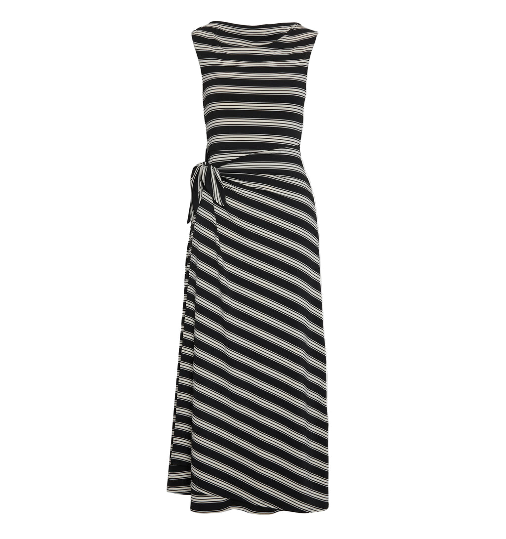 The Jayne Dress in Black/Ivory Stripe