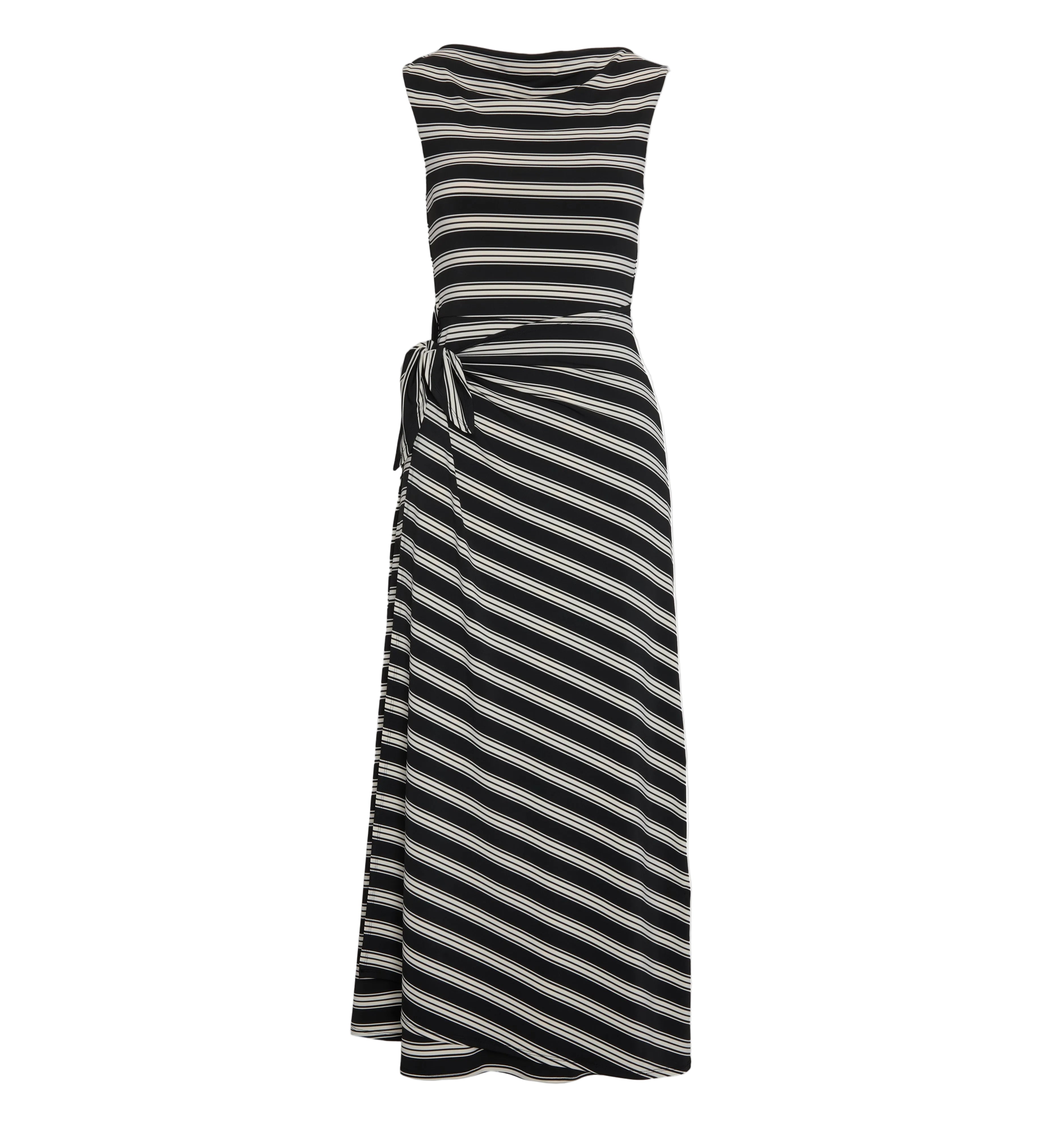 The Jayne Dress in Black/Ivory Stripe