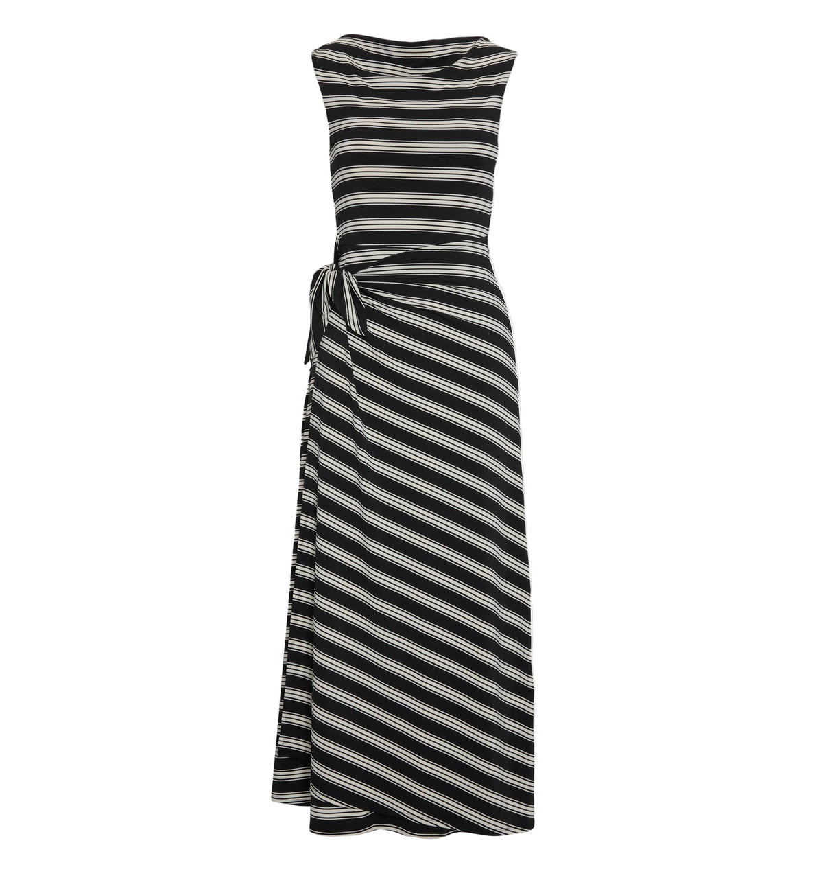The Jayne Dress in Black/Ivory Stripe