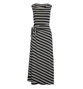 The Jayne Dress in Black/Ivory Stripe