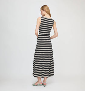 The Jayne Dress in Black/Ivory Stripe