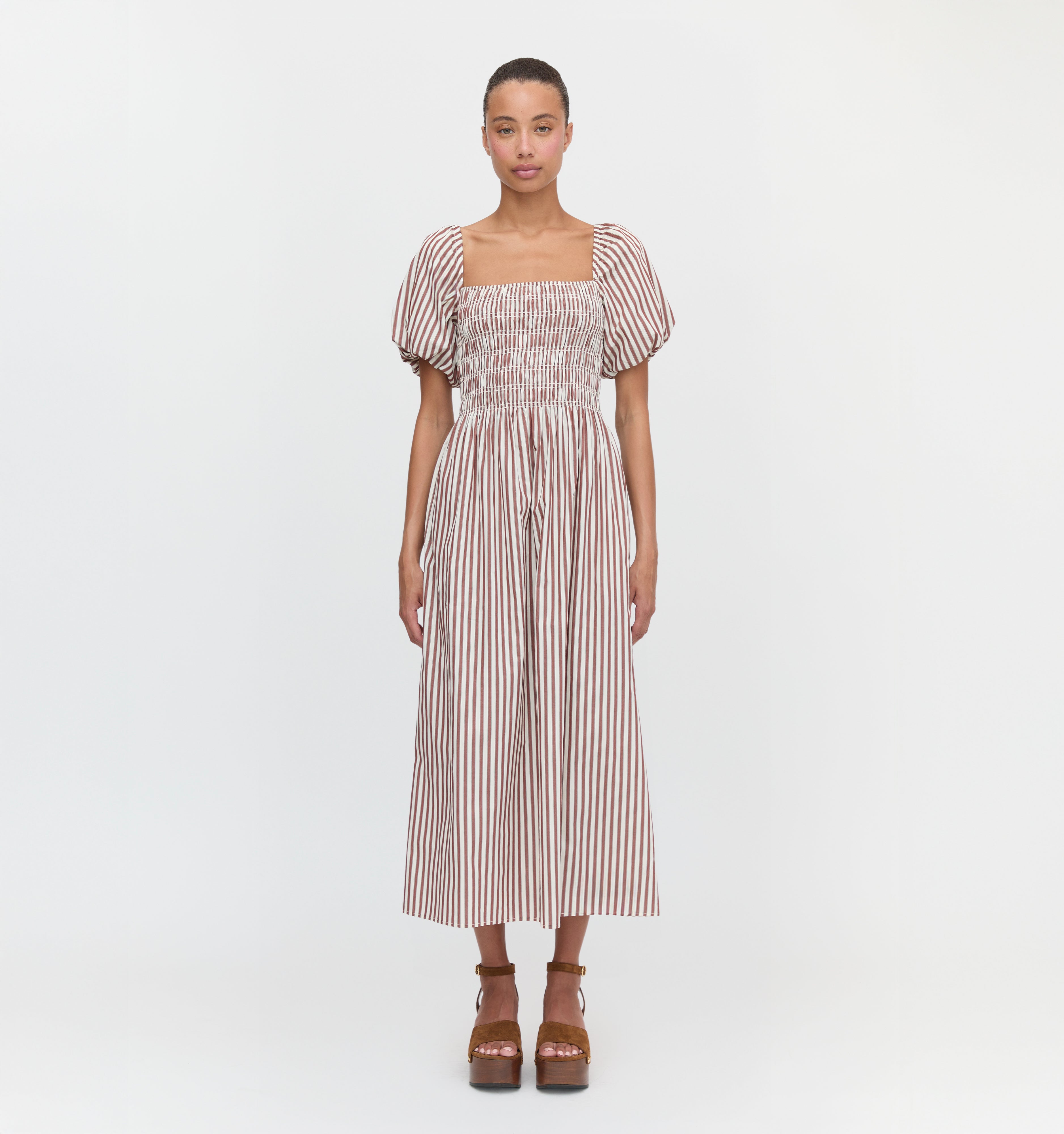 The Julia Nap Dress in Rust Stripe