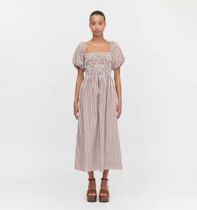 The Julia Nap Dress in Rust Stripe