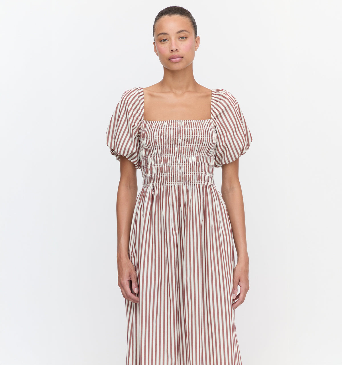The Julia Nap Dress in Rust Stripe