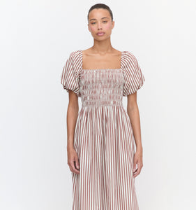The Julia Nap Dress in Rust Stripe