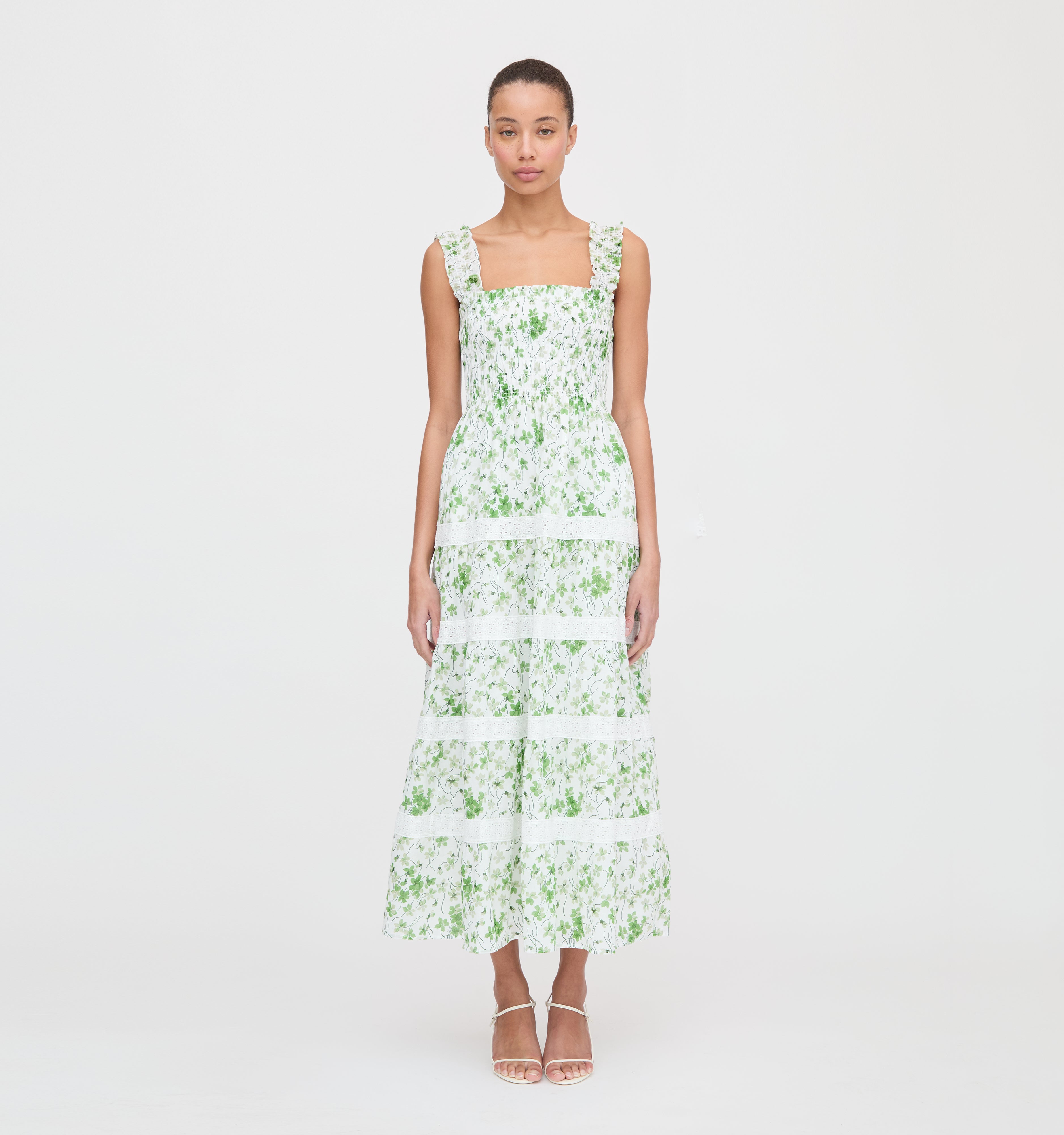 The Kimmy Nap Dress in Green Sweet Peas