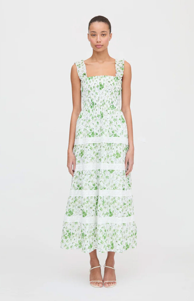 The Kimmy Nap Dress in Green Sweet Peas