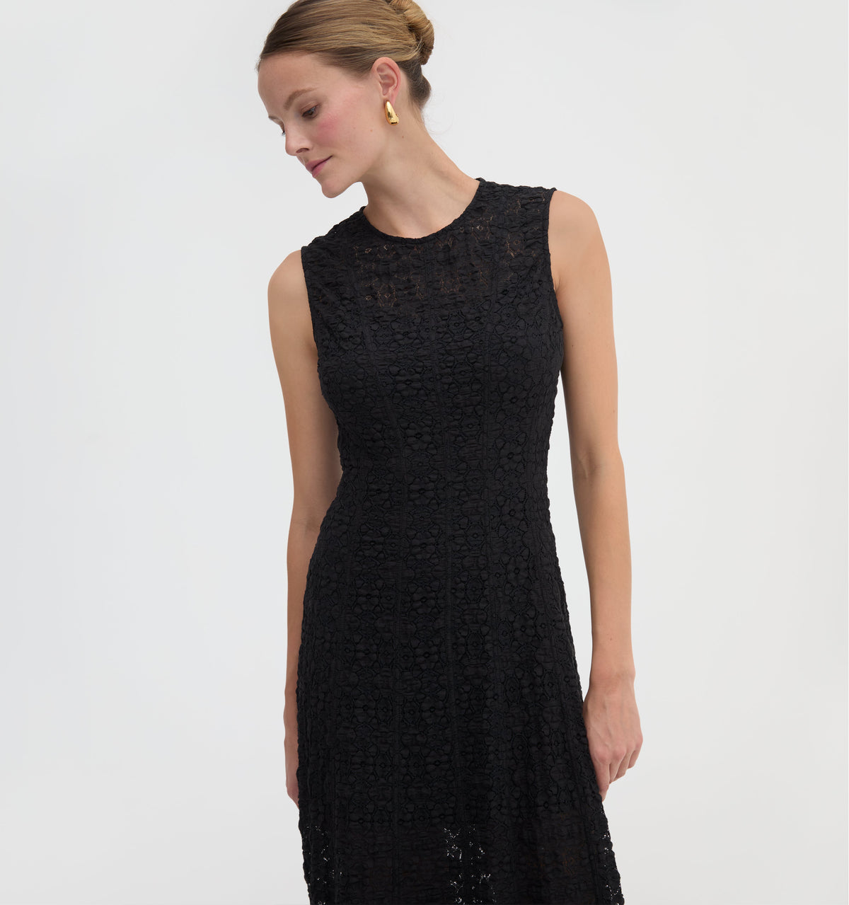 The Leanne Dress in Black Stretch Lace