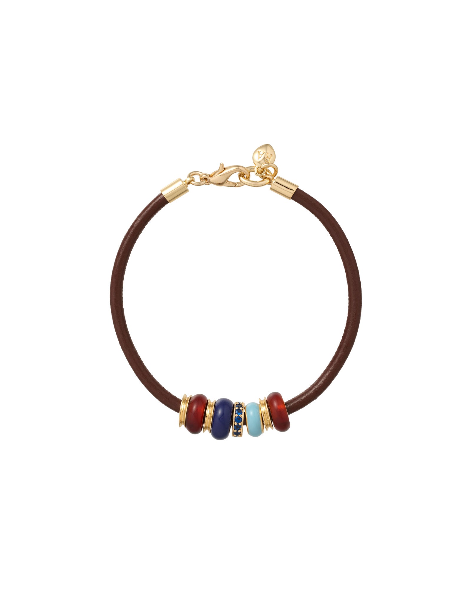 The Leather Stone Slider Bracelet in Brown
