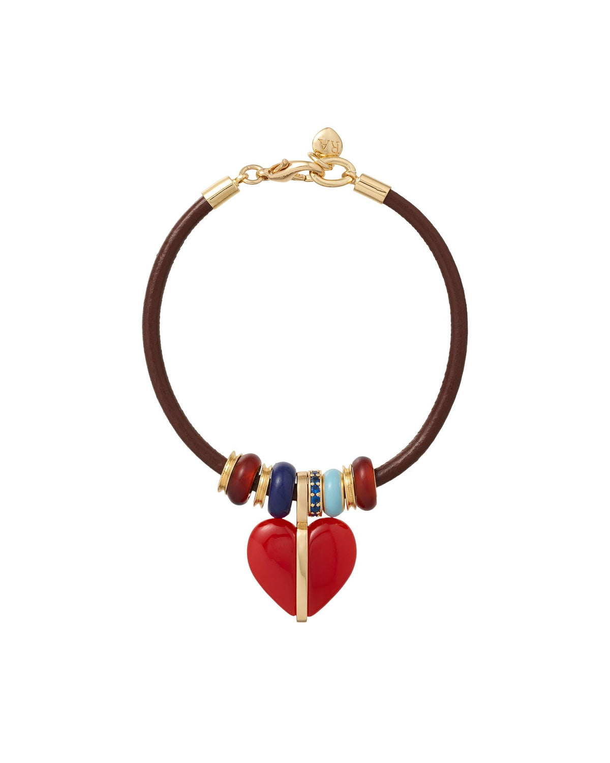 The Leather Stone Slider Bracelet in Brown