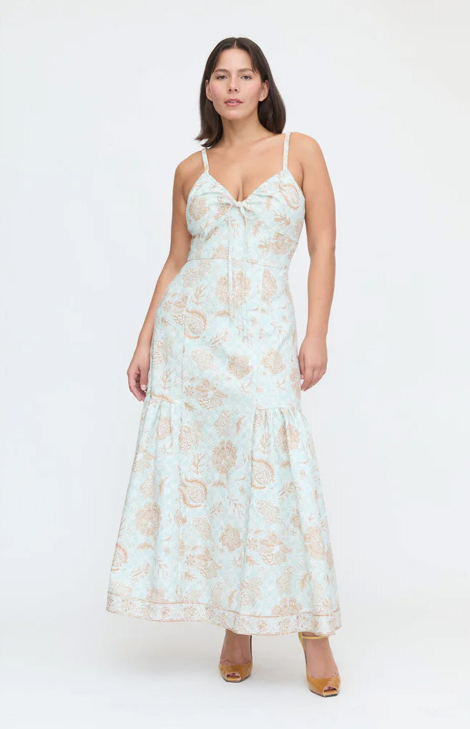 The Lillie Dress - Aqua Calico Trellis