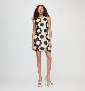 The Lisandra Dress in Black/Ivory Crochet Lace