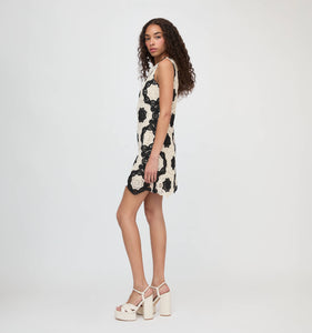 The Lisandra Dress in Black/Ivory Crochet Lace