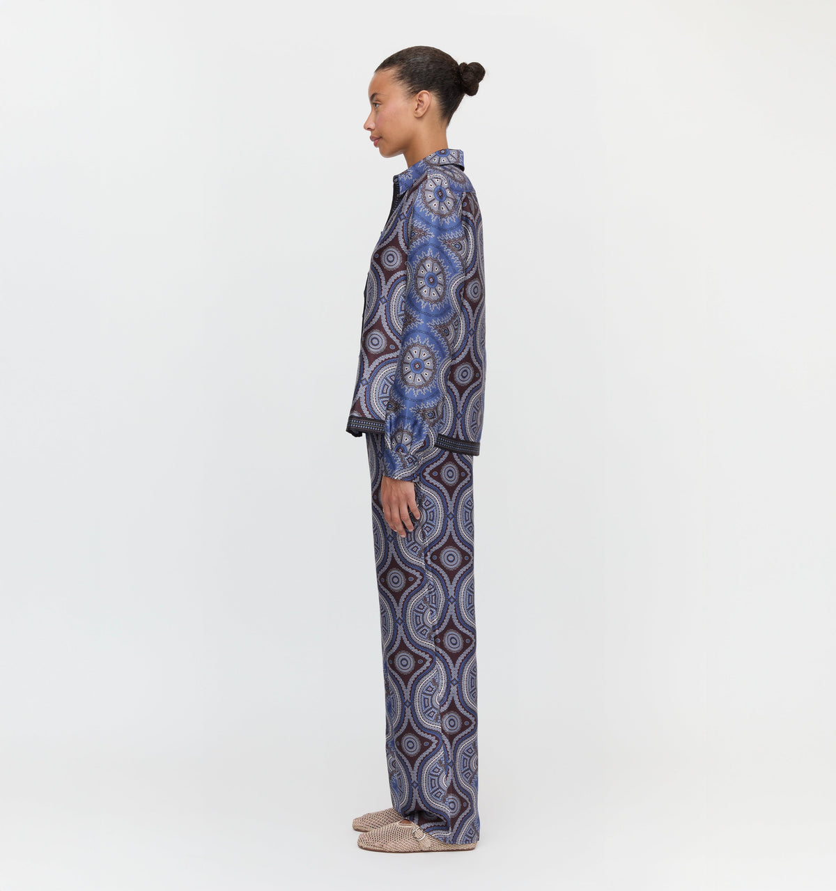 The Taylor Pant in Brown Cobalt Medallion
