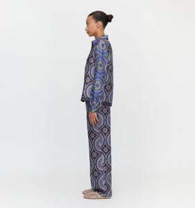 The Taylor Pant in Brown Cobalt Medallion
