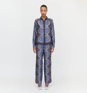 The Taylor Pant in Brown Cobalt Medallion