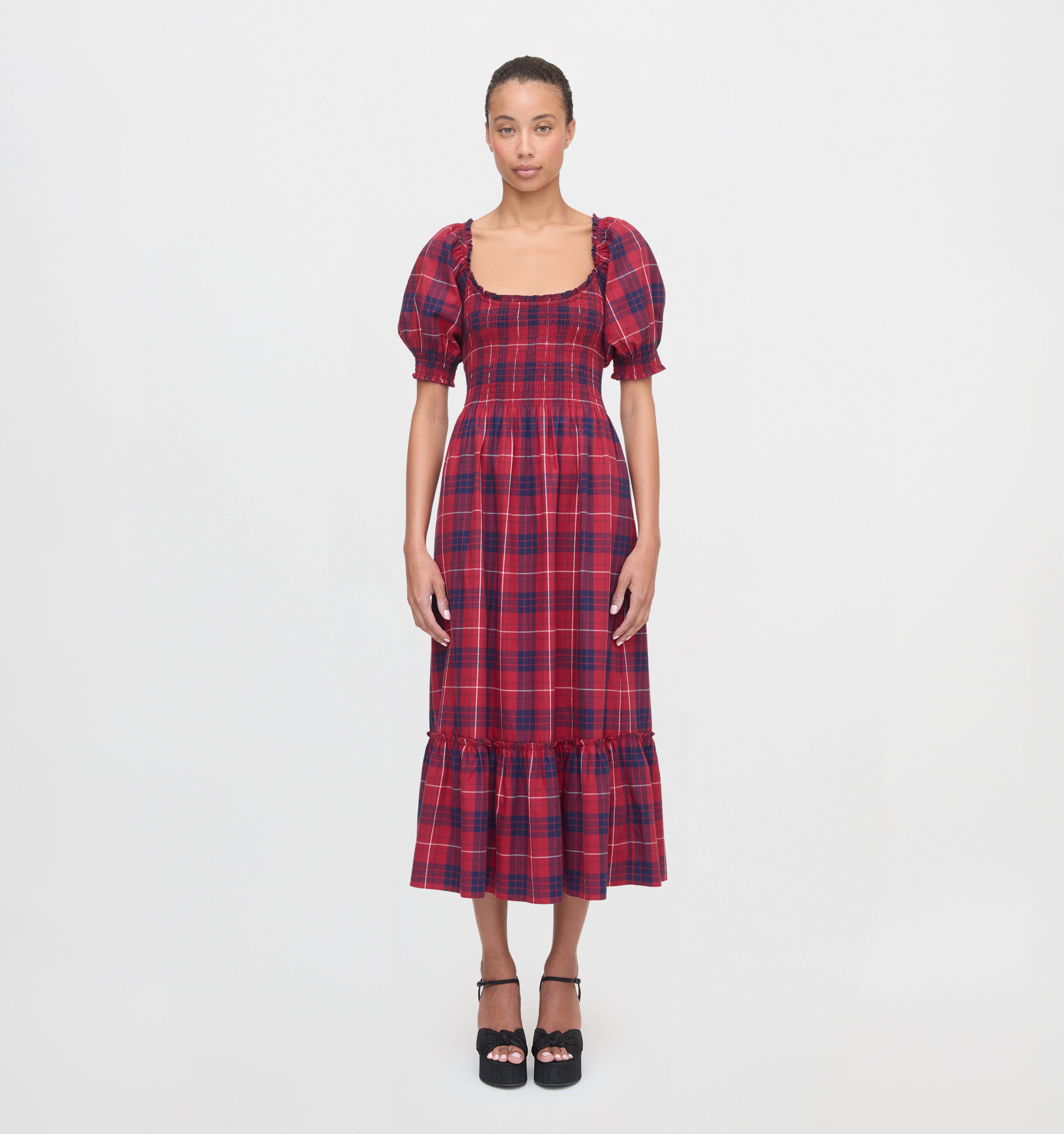 The Louisa Nap Dress in Cherry Tartan