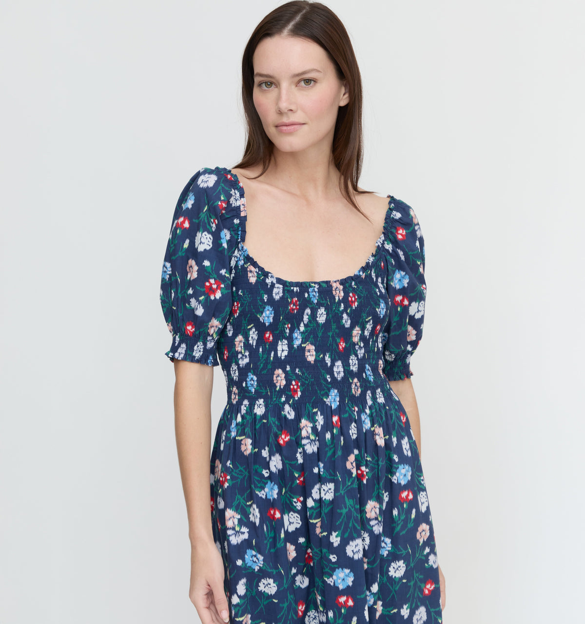 The Louisa Nap Dress in Navy Belgravia Floral Ikat