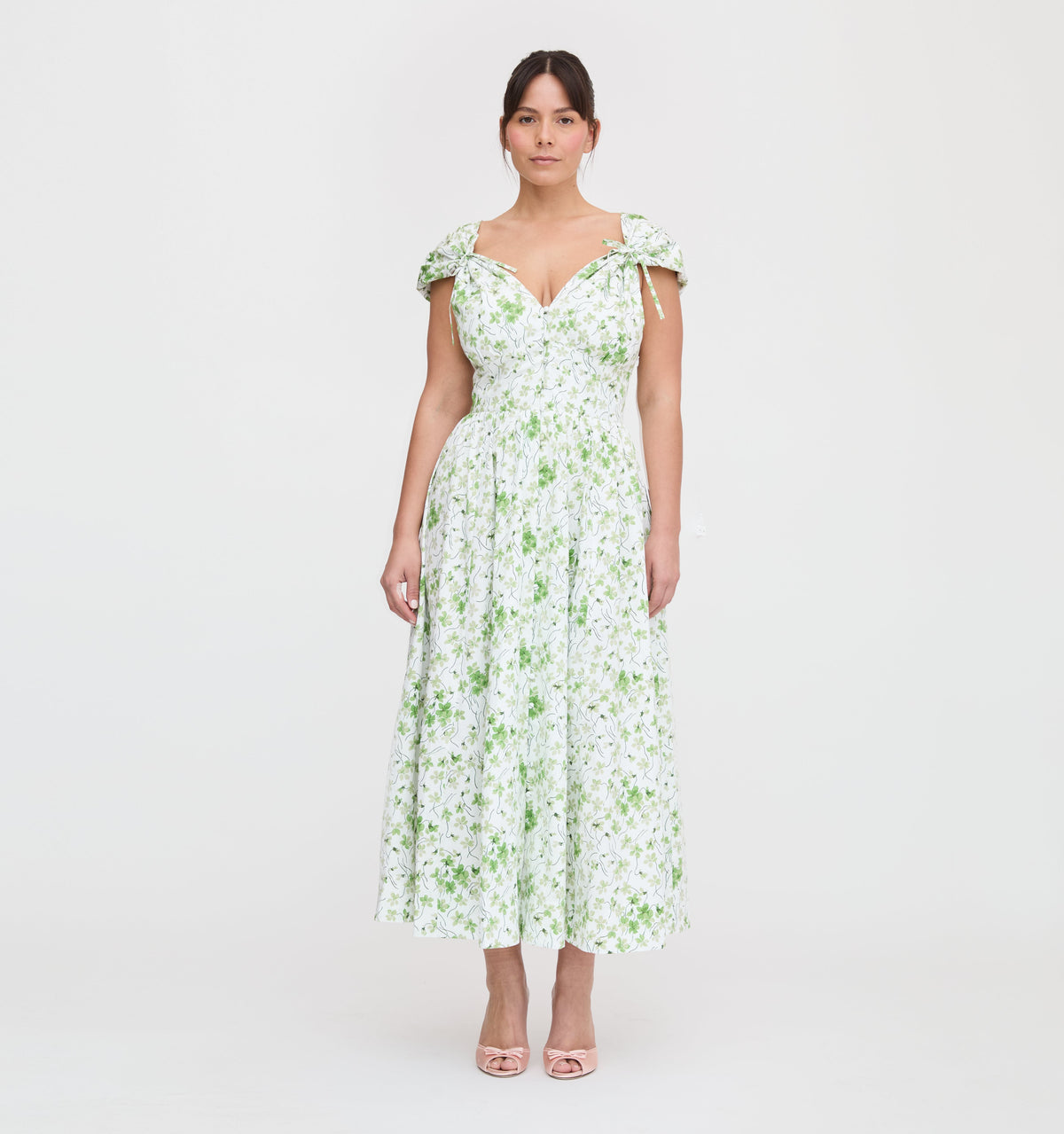 The Lucille Dress in Green Sweet Peas