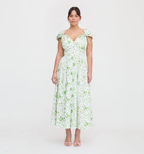 The Lucille Dress in Green Sweet Peas