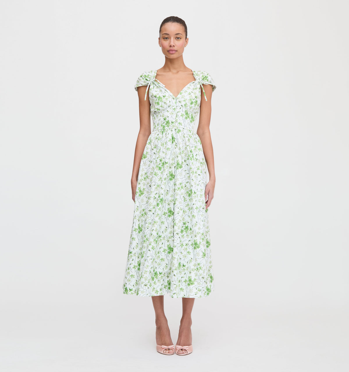 The Lucille Dress in Green Sweet Peas