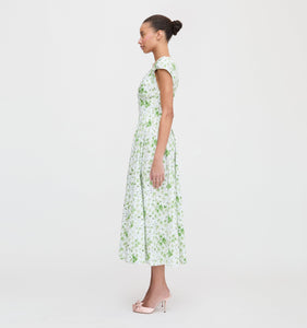 The Lucille Dress in Green Sweet Peas