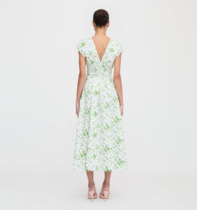 The Lucille Dress in Green Sweet Peas