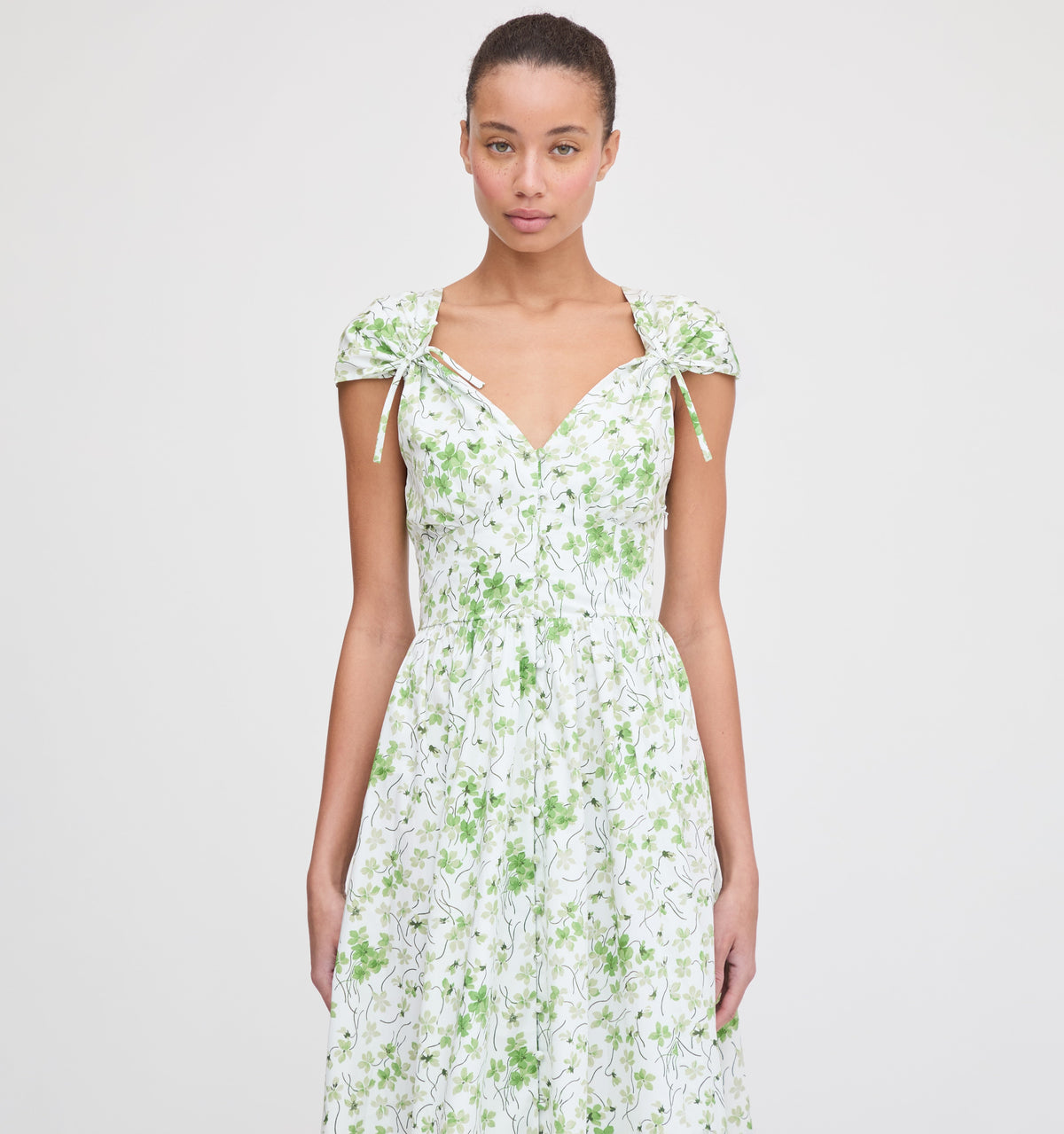 The Lucille Dress in Green Sweet Peas
