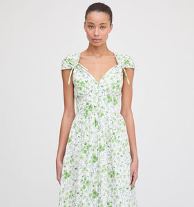 The Lucille Dress in Green Sweet Peas
