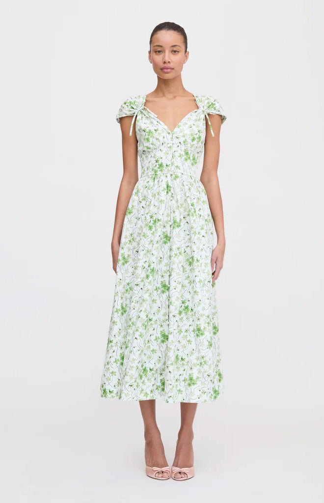 The Lucille Dress in Green Sweet Peas