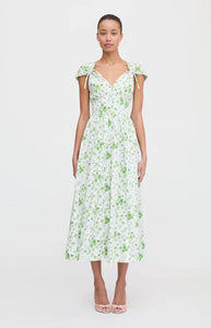 The Lucille Dress in Green Sweet Peas