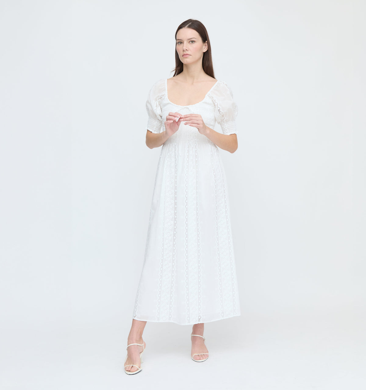 The Madeline Nap Dress - White Broderie Voile